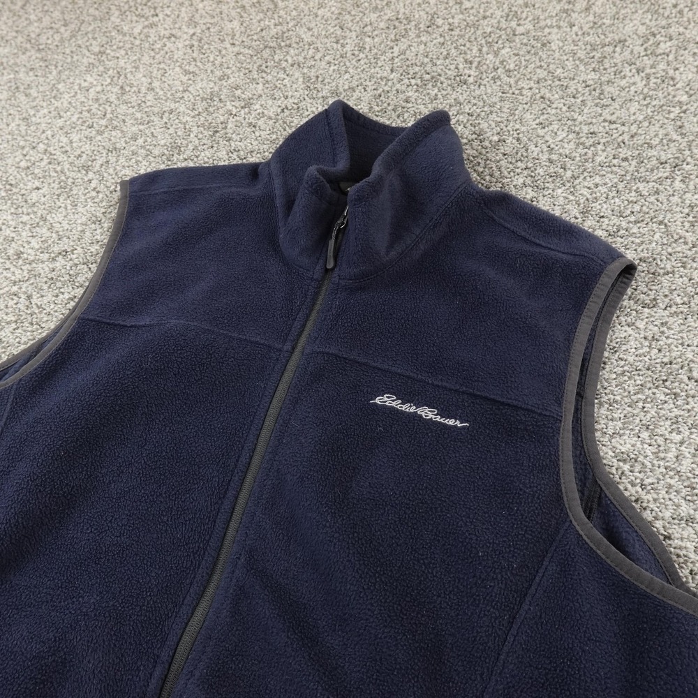 Eddie Bauer Vest Mens XL Blue Fleece Full Zip Jacket Outdoor Hiking Warm Trail
